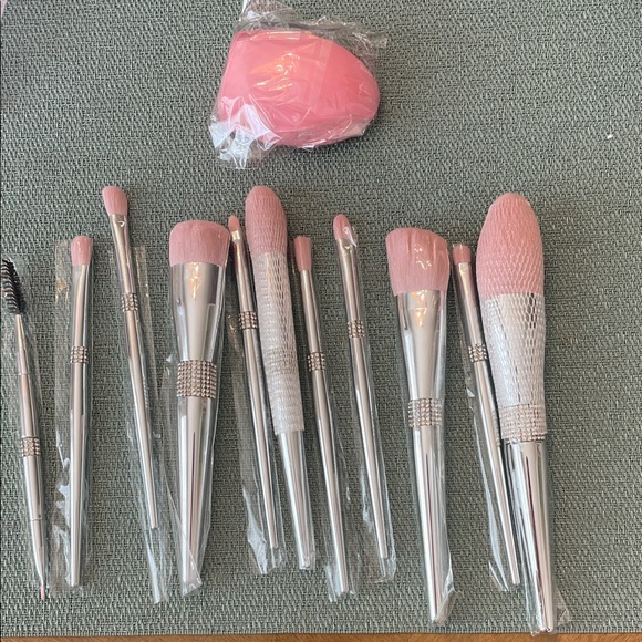Other - Pink and Silver Makeup Brush Set